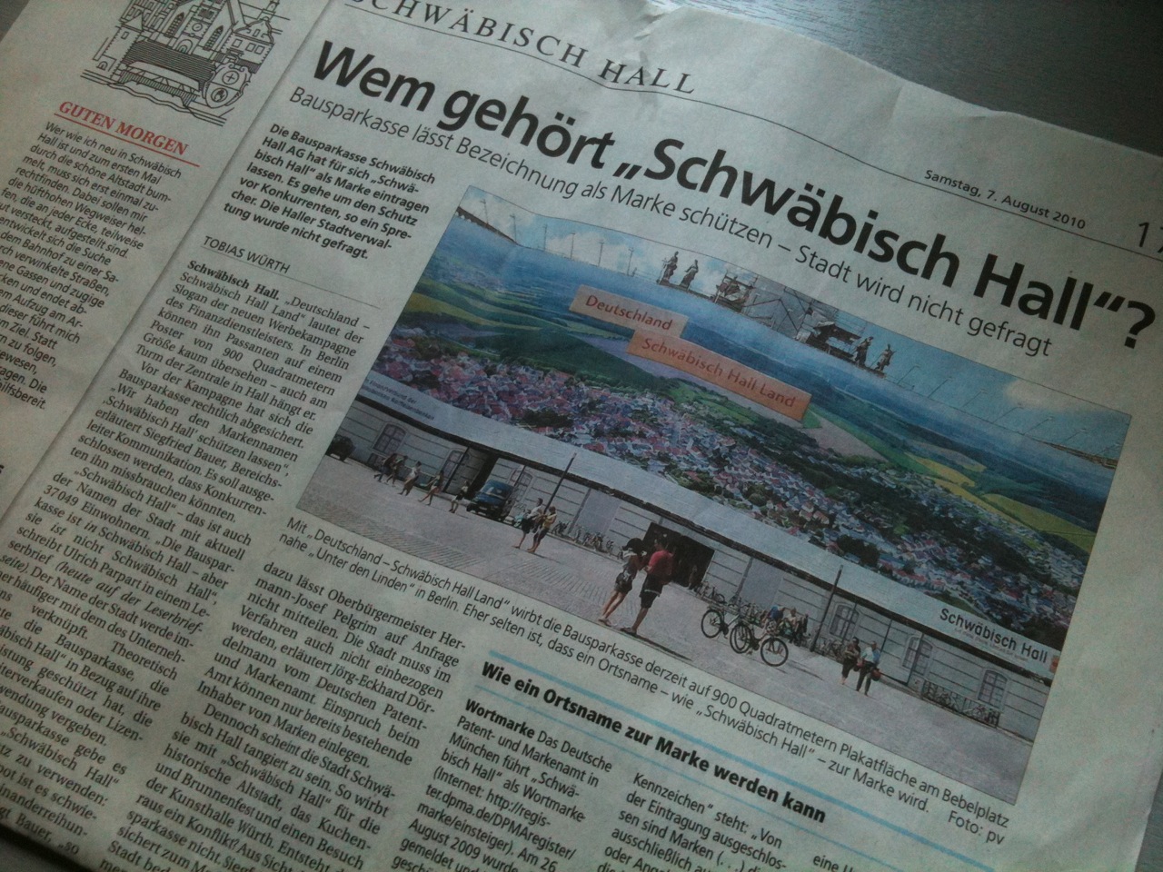 Titelseite des Lokalteils des Hallertagblatt vom 08. August 2010