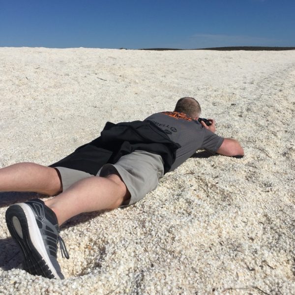 Shell Beach. Voller Einsatz beim Fotografieren